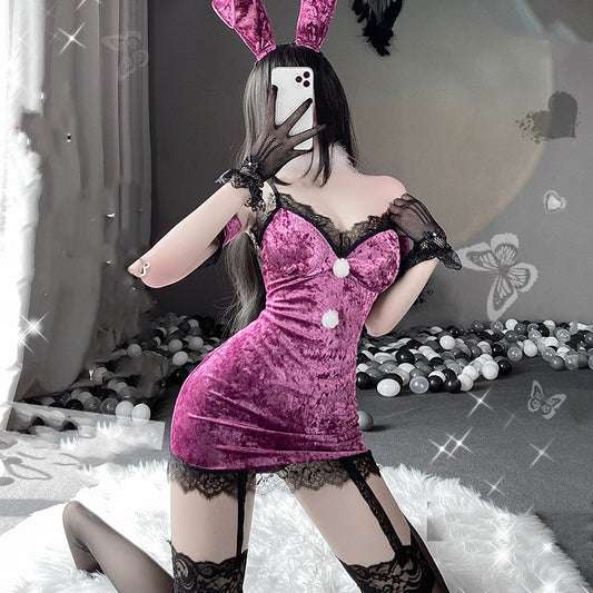 Manyan Lingerie Sling Lace Lace Hollow Royal Sister Bunny Nightdress Uniform Suit