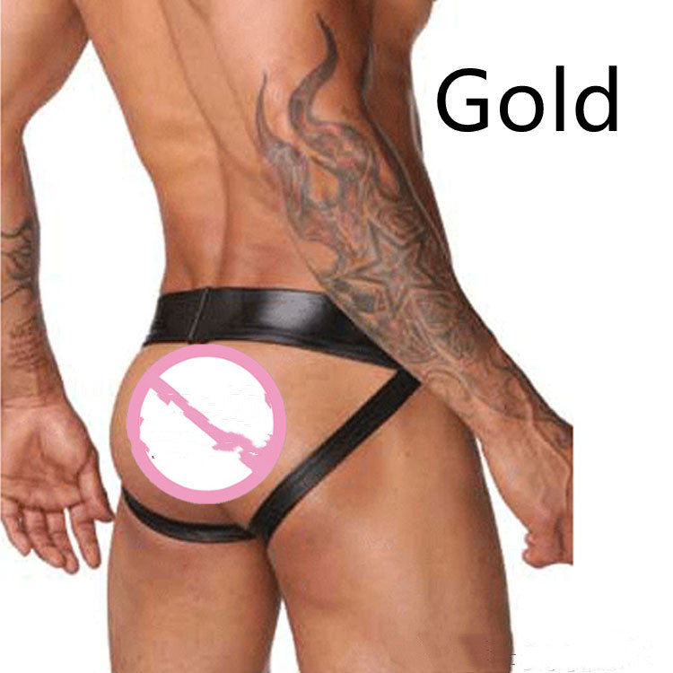 T-back en cuir verni taille basse pour hommes