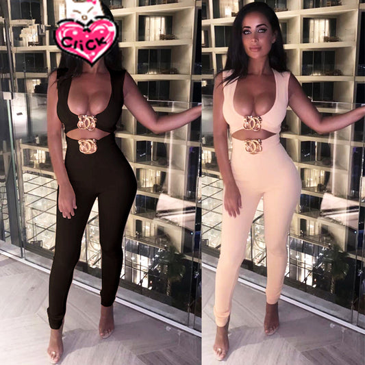 Ensemble deux pièces gilet sexy bandage pieds pantalon