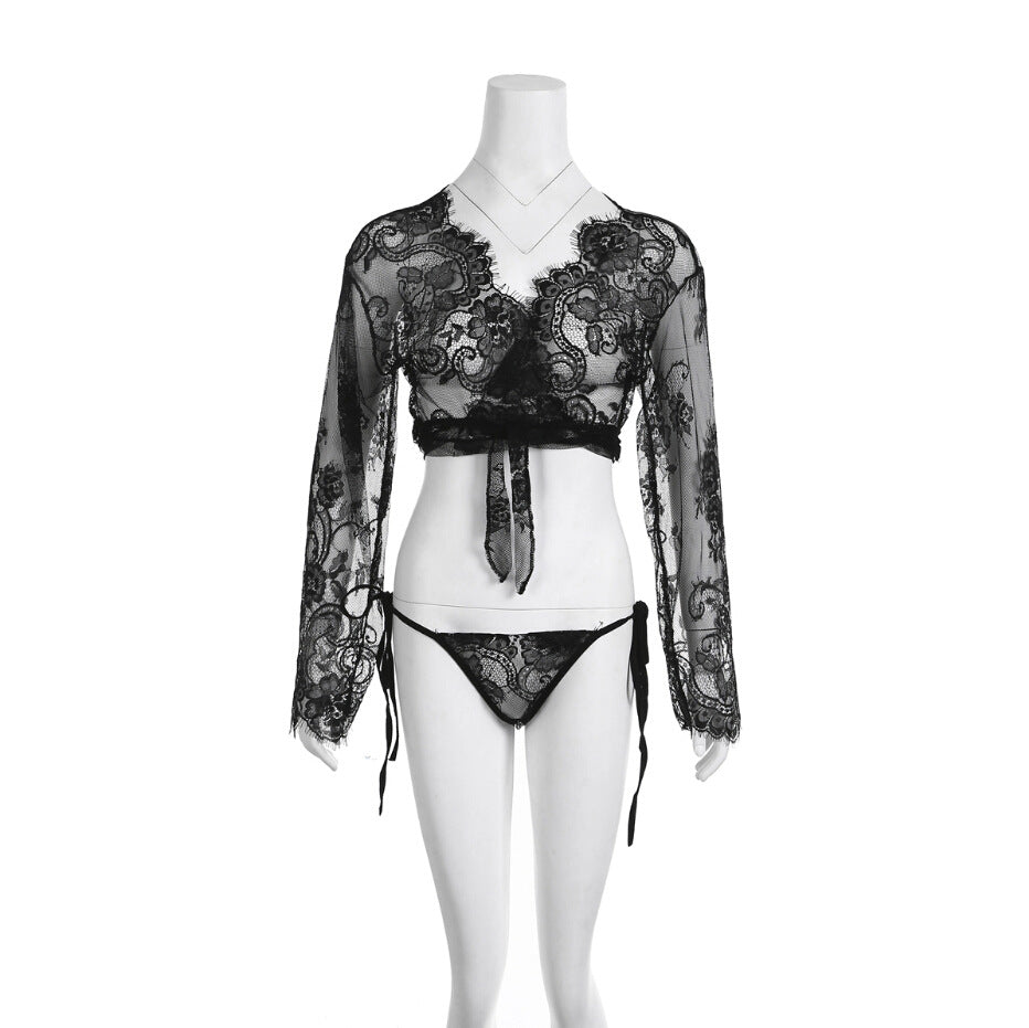 Blusa de playa de lencería sexy de encaje
