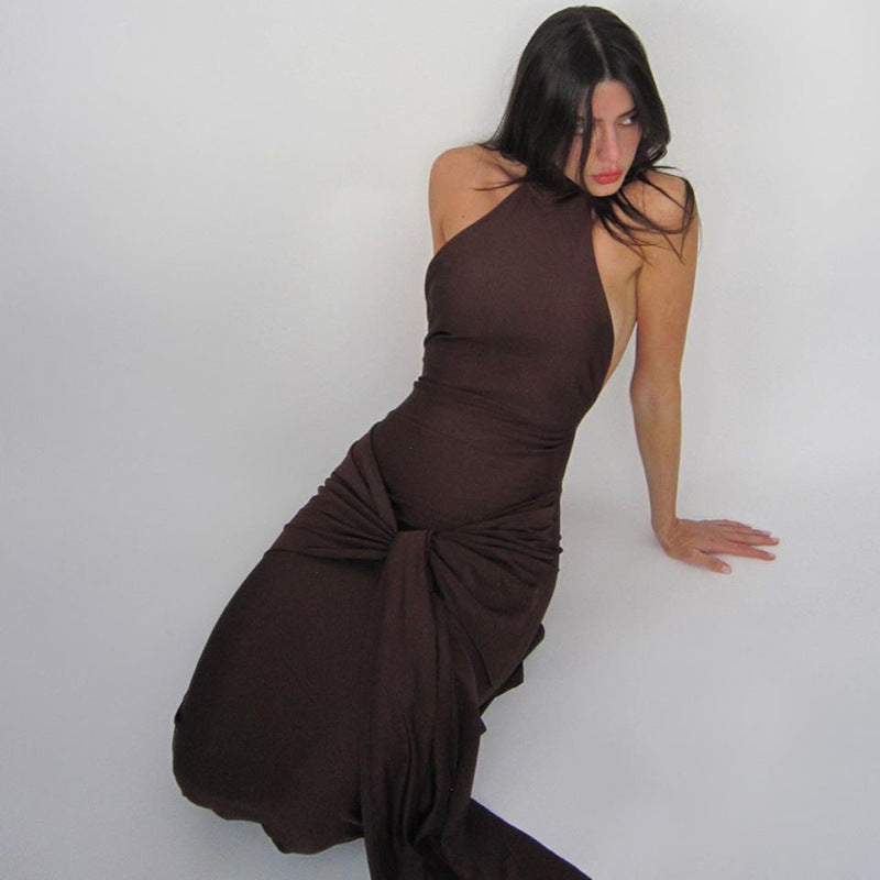 Round Neck Tied Dress Female Temperament Hot Girl
