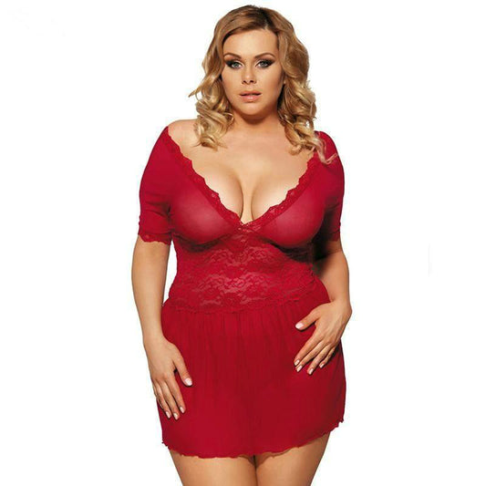 Conjunto de lencería transparente de encaje Babydoll con tanga