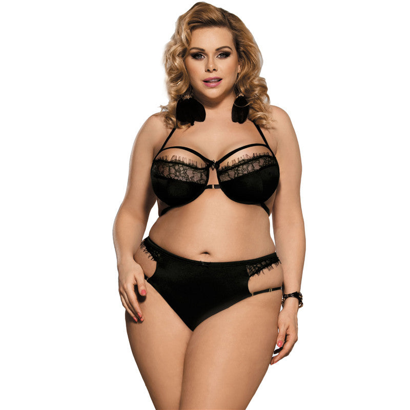 Plus Size Sexy Lingerie Sexy Lace Three Point Bra Set