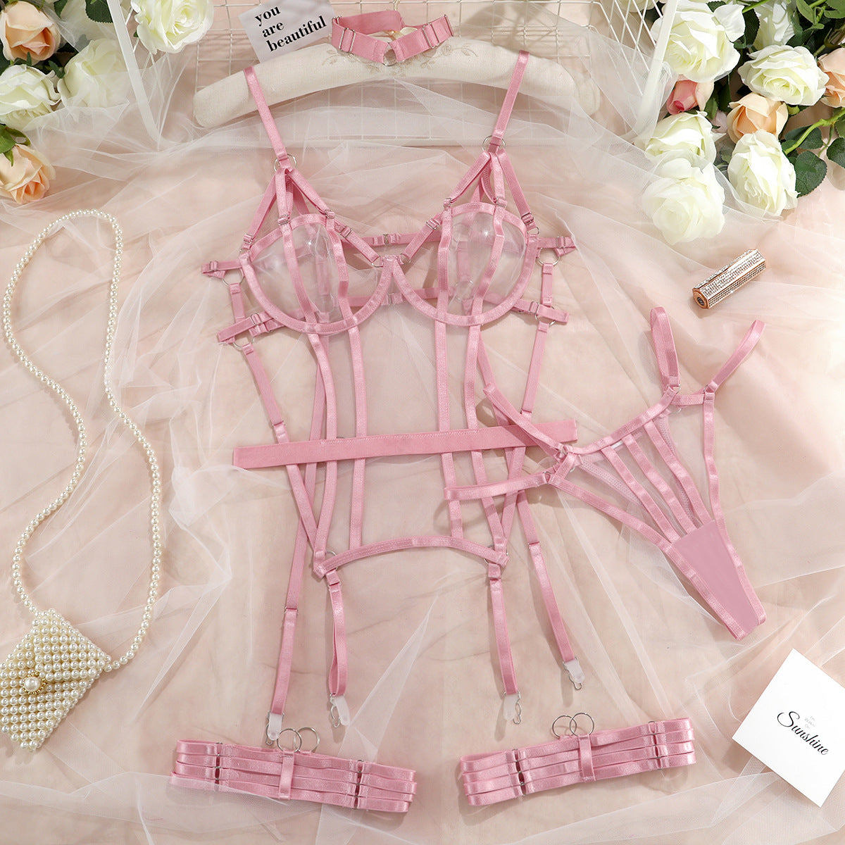 Conjunto de lencería de tres puntos para mujer