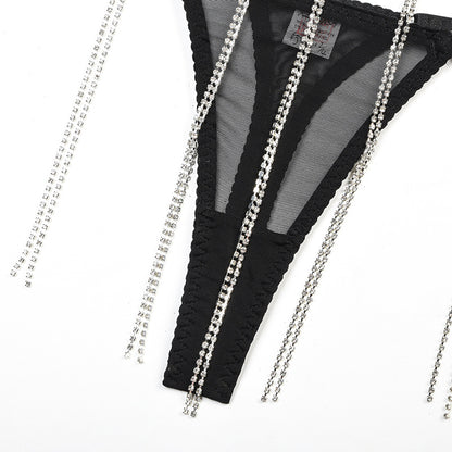 Ensemble deux pièces de lingerie en maille fine avec chaîne à la mode pour femmes