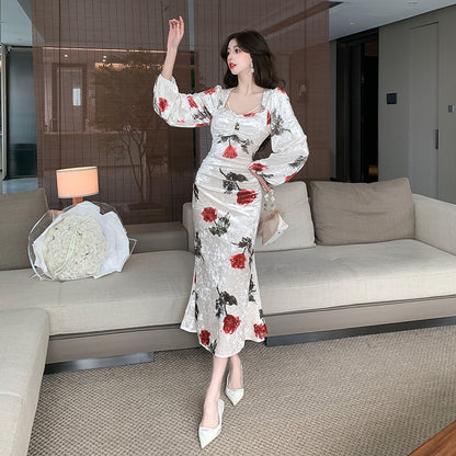 Square Collar Velvet Retro Hot Girl Dress