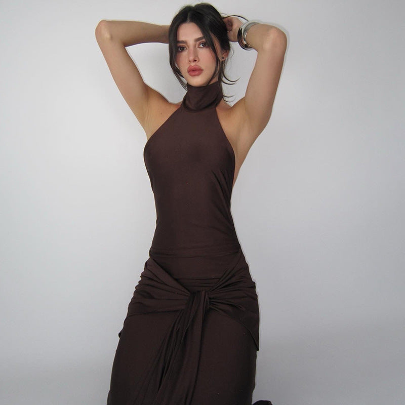 Round Neck Tied Dress Female Temperament Hot Girl