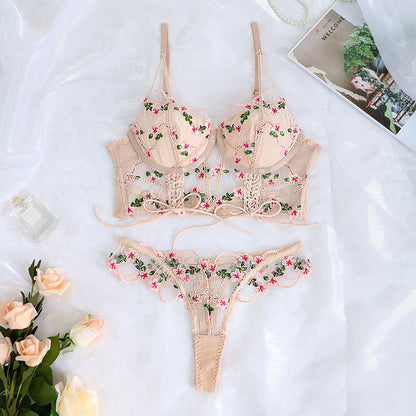 Ensemble Lingerie Fantaisie Femme Broderie Florale Et
