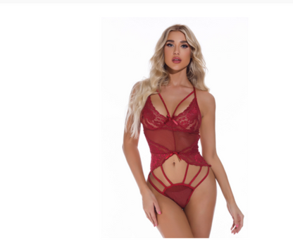 Dark on Lingerie Mono con tirantes en el pecho y costura de encaje para mujer