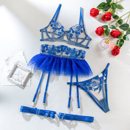 Conjunto de lencería divertida y falda pequeña bordada para mujer