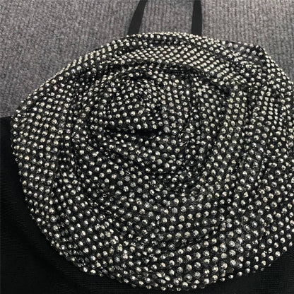 Sling Bandage Dress Fashion Flower Hot Rhinestone
