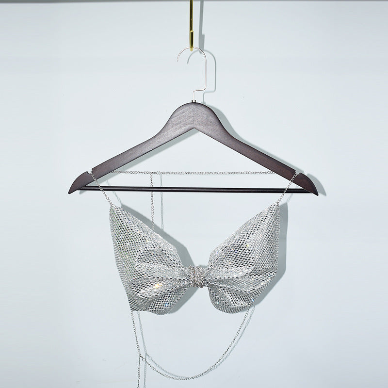 Diamond Halter Spaghetti Straps Vest Sexy Nightclub Rhinestone Top