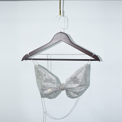 Diamond Halter Spaghetti Straps Vest Sexy Nightclub Rhinestone Top