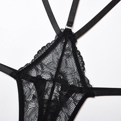 Body à découpes rayées en dentelle à la mode pour femmes