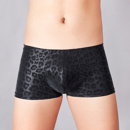 Pu Artificial Leather Snake Leopard Print Three-dimensional Sexy Comfortable Boxer Briefs