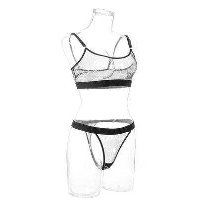 Ensemble de soutien-gorge de sous-vêtements imprimés en tissu filet à la mode pour femmes