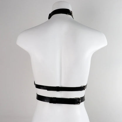 Fashion Pu Leather Harness Women Gothic Straps y Garter Belt Body Bra Suspenders  Handmade Rave Festival Clothing