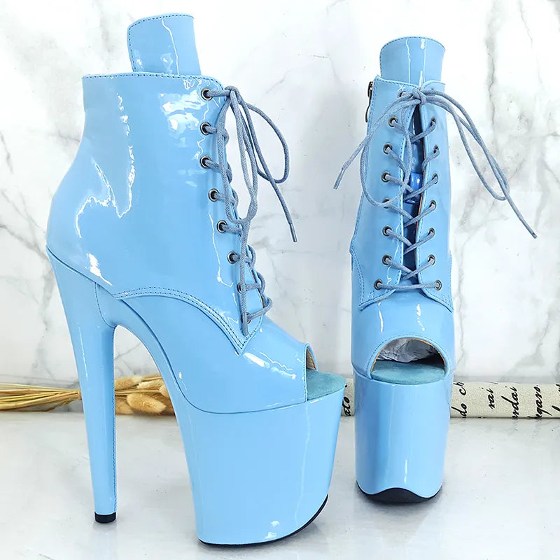 20cm/8inches patent upper  top open  High Heel platform   Pole Dancing boots