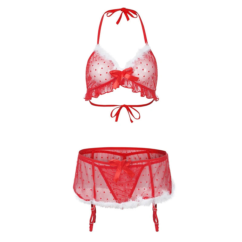 Lenceria Underwear Lingerie Women's Baby Doll  Bow Hot Lingerie Christmas Sleepwear V-collar Costumes Underwear 2022