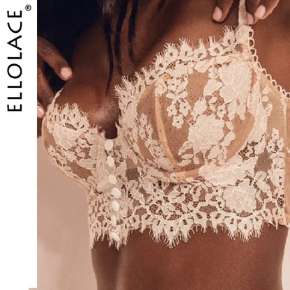 Ellolace Top Bra Sexy Lace Bralette Lingerie Women's Bra Bustier Corset Top Transparent Push up Bra for Women Top Brassiere