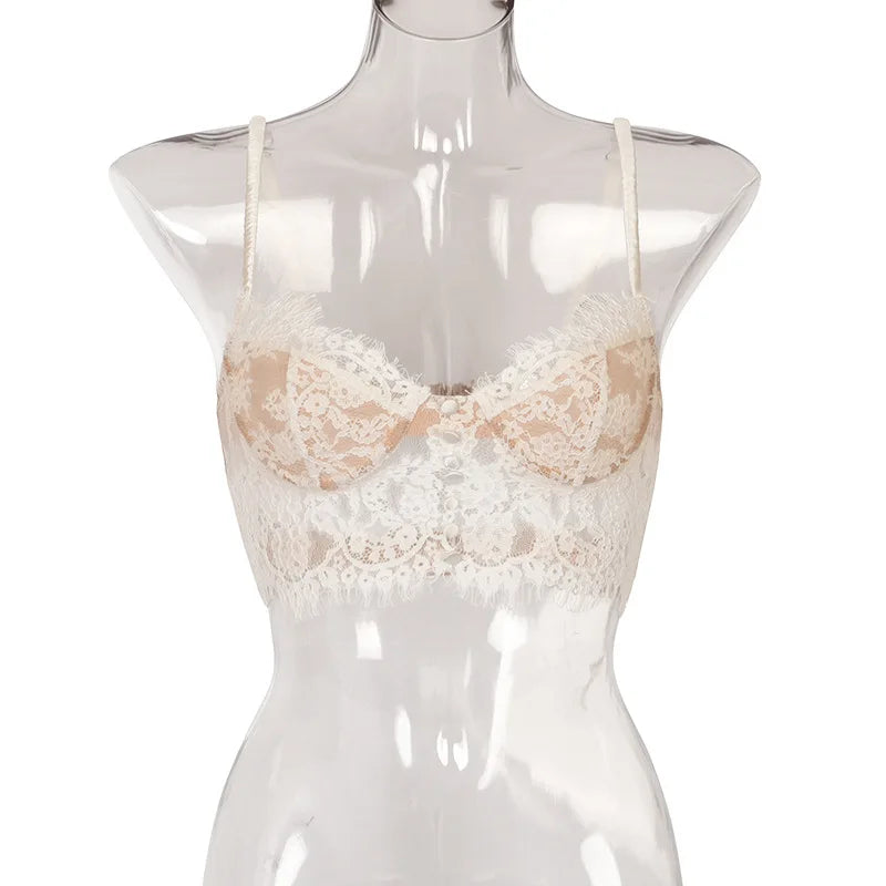 Ellolace Top Bra Sexy Lace Bralette Lingerie Women's Bra Bustier Corset Top Transparent Push up Bra for Women Top Brassiere