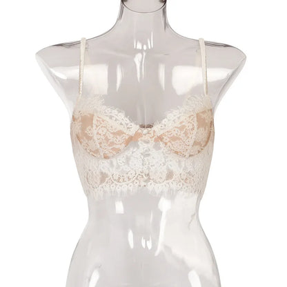 Ellolace Top Bra Sexy Lace Bralette Lingerie Women's Bra Bustier Corset Top Transparent Push up Bra for Women Top Brassiere