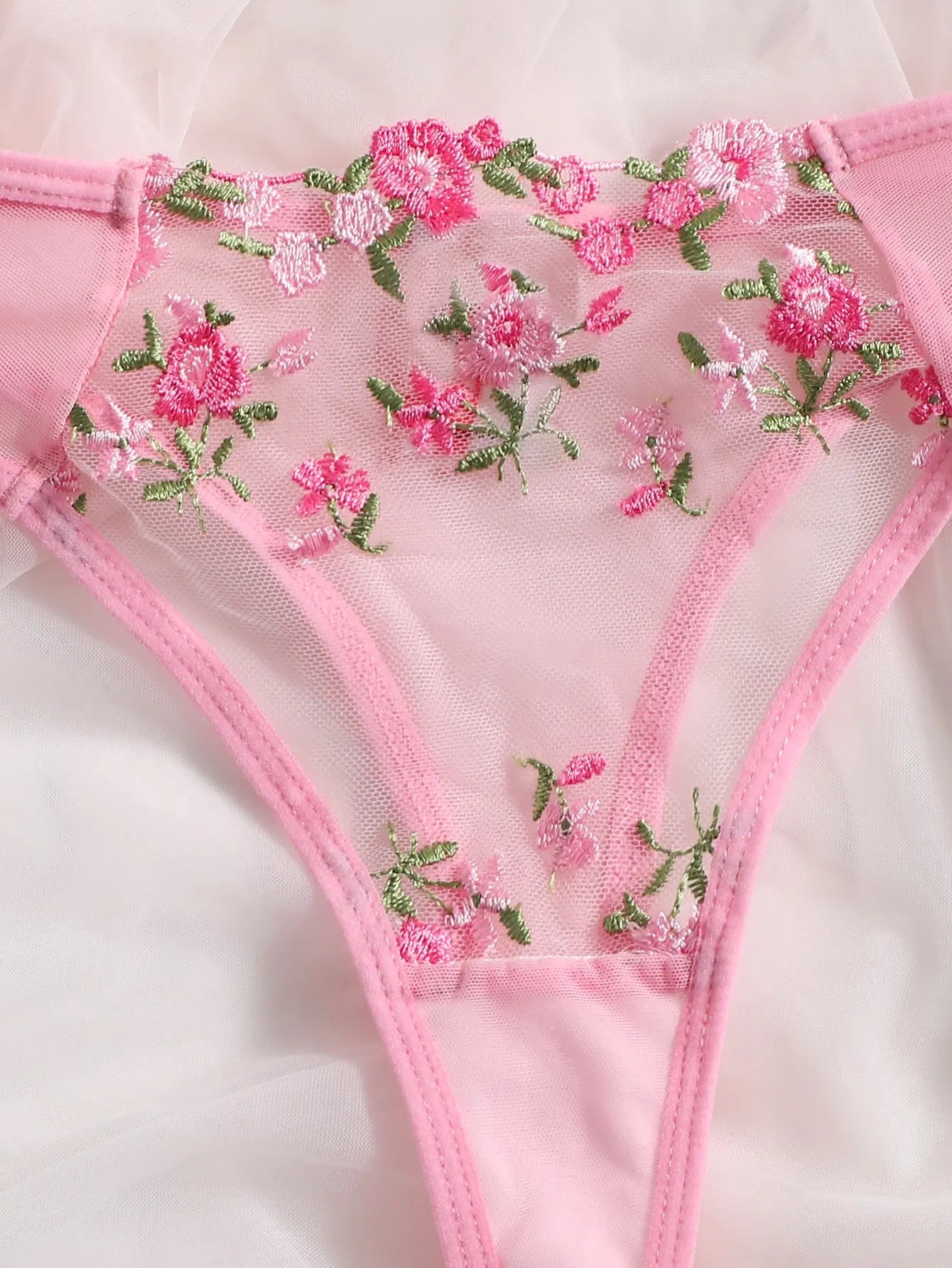 Lingerie y Floral Embroidery Underwear Transparent Lace Short Skin Care Kits Delicate Fairy Set Woman 2 Pieces
