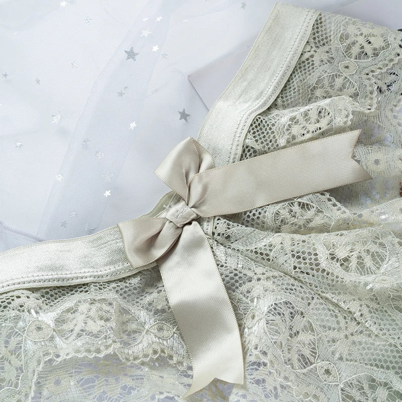 Women  Panties  Lace Transparent Hollow Out  Lingerie Soft Bowknot Thong Babydoll  Dress Exotic Costumes