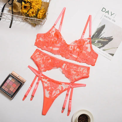 Lingerie Exotic Costumes Lace Transparent Underwear Women Sensual Lingerie Woman   Lingerie 3 Pieces