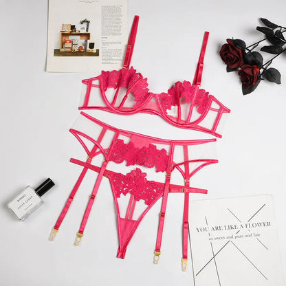 Lingerie Exotic Costumes Hollow Out Transparent Sets Sensual Lace Underwear Intimate Sexy Bra And Panty Set