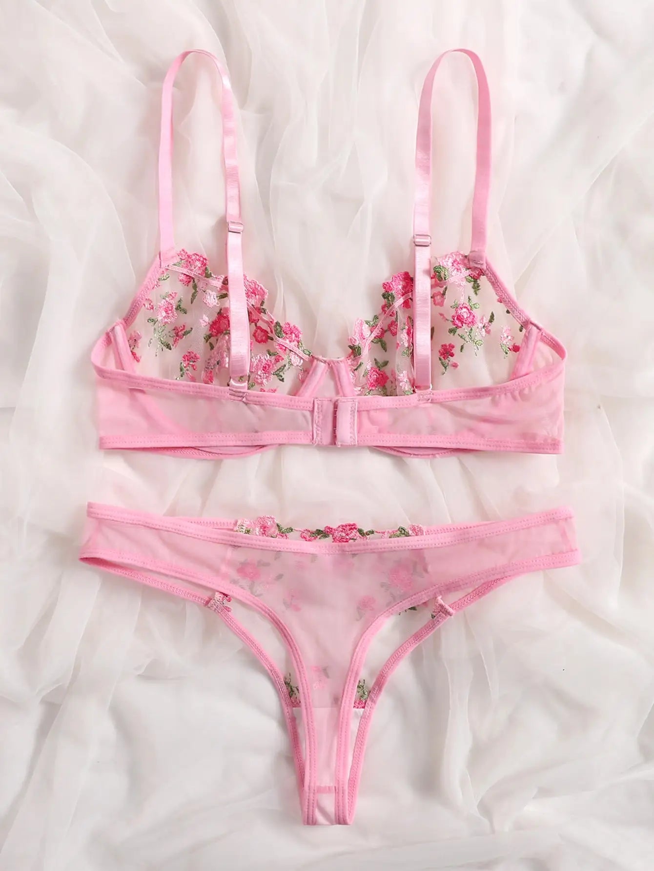 Lingerie y Floral Embroidery Underwear Transparent Lace Short Skin Care Kits Delicate Fairy Set Woman 2 Pieces