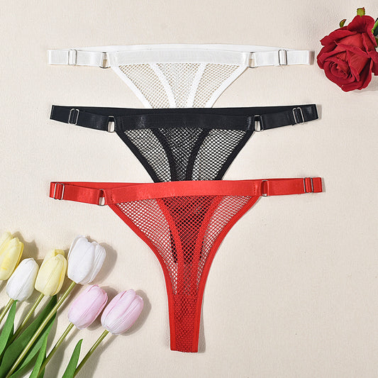 Sexy Underwear Women Fishnet Low Waist Adjustable Pant Belt Comfortable See through Lady Sexy T Back