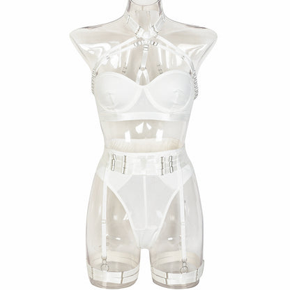 Lingerie Sexy Lingerie Three Piece Set Complex Strap Button Backless Bra