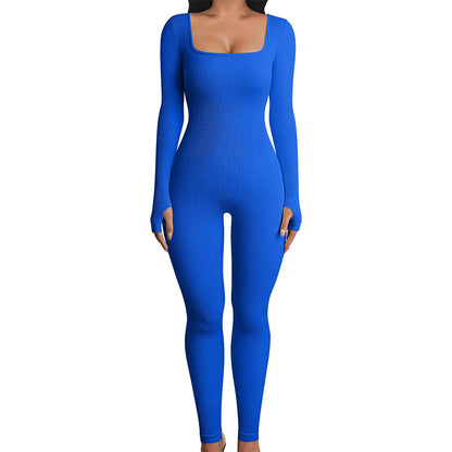 Combinaison Double couche sans couture, manches longues, façonnant le corps, levage des hanches, Yoga, combinaison de sport