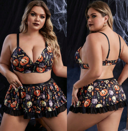Ropa interior para niñas regordetas, disfraz de sirvienta de Halloween, uniforme, tentación divertida, lencería de gran tamaño para mujeres