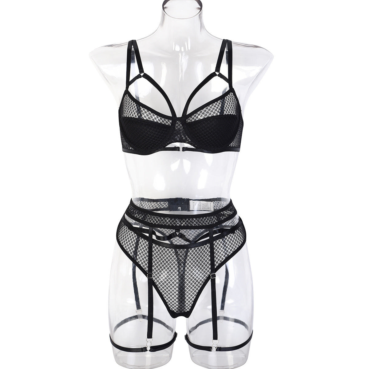 Sexy 4 Piece Autumn Lace Waist Seal Underwear Sets Assembly Leg Ring