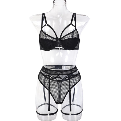 Sexy 4 Piece Autumn Lace Waist Seal Underwear Sets Assembly Leg Ring