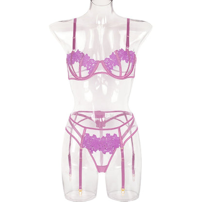 Sexy Three Piece Set Hollow Out Cutout Sexy Sexy Lingerie Three Piece Set
