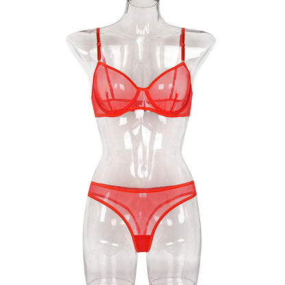 Women Clothing Popular Mesh See through Simple Suit Two Piece Sling Sexy Lingerie