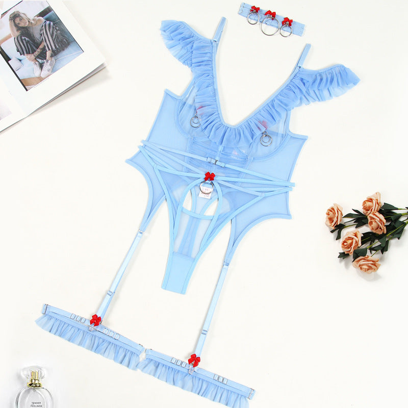 Complex Craft Girl Sheer Mesh Body Shaping Sexy Lingerie Garter Suit