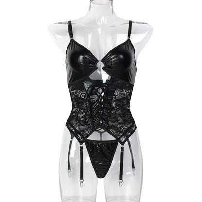Sexy Underwear Flash Gradient Color Cross Strap Suspenders Two Piece Sets