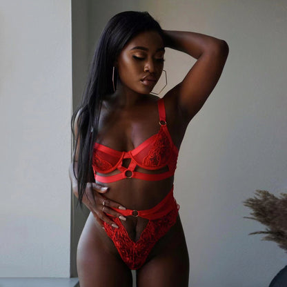 Sexy Lingerie Set Autumn Lace Mesh Patchwork Sexy Sexy Suit