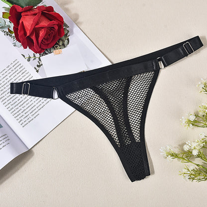 Sexy Underwear Women Fishnet Low Waist Adjustable Pant Belt Comfortable See through Lady Sexy T Back