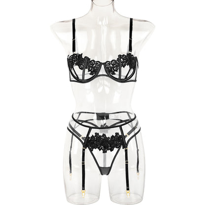 Sexy Three Piece Set Hollow Out Cutout Sexy Sexy Lingerie Three Piece Set
