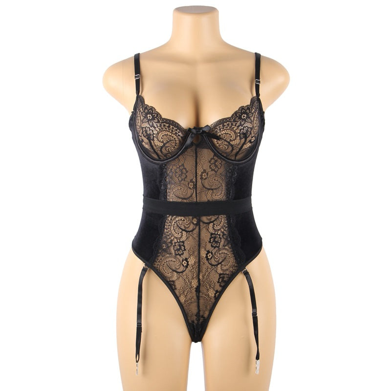 Plus Size Sexy Lingerie Sexy Garter Night Skirt Set Lace Steel Ring Jumpsuit Batch