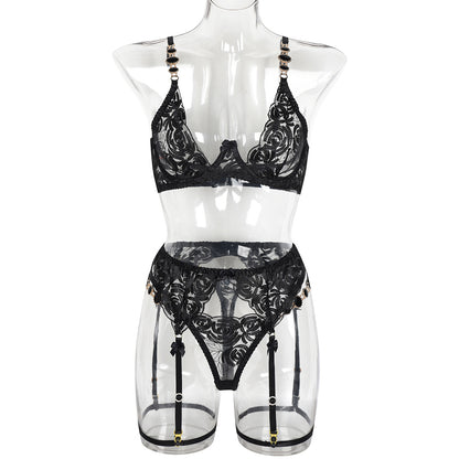 Sujetador bordado con piedras preciosas vintage, ropa interior sexy push-up para mujer