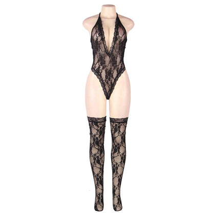 Sexy Split Onesies Lace Stockings Set L Sexy Lingerie