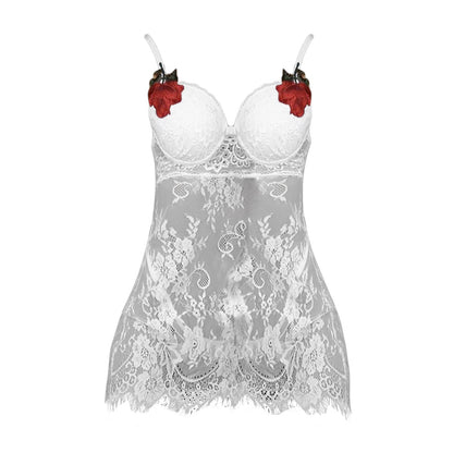 Sexy Mesh Dark Grain Thin Transparent Nightdress Sexy Suit