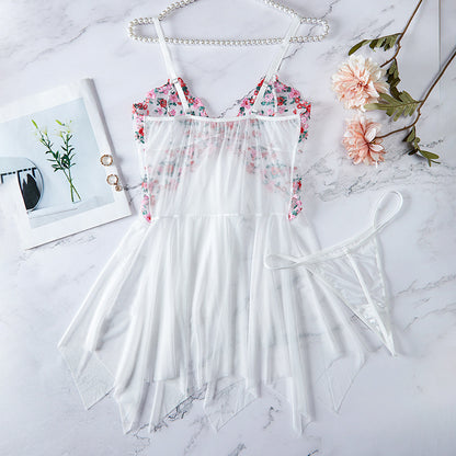 Sexy Seduction Sexy Lingerie Set Lace Mesh See through One Piece Pajamas Women