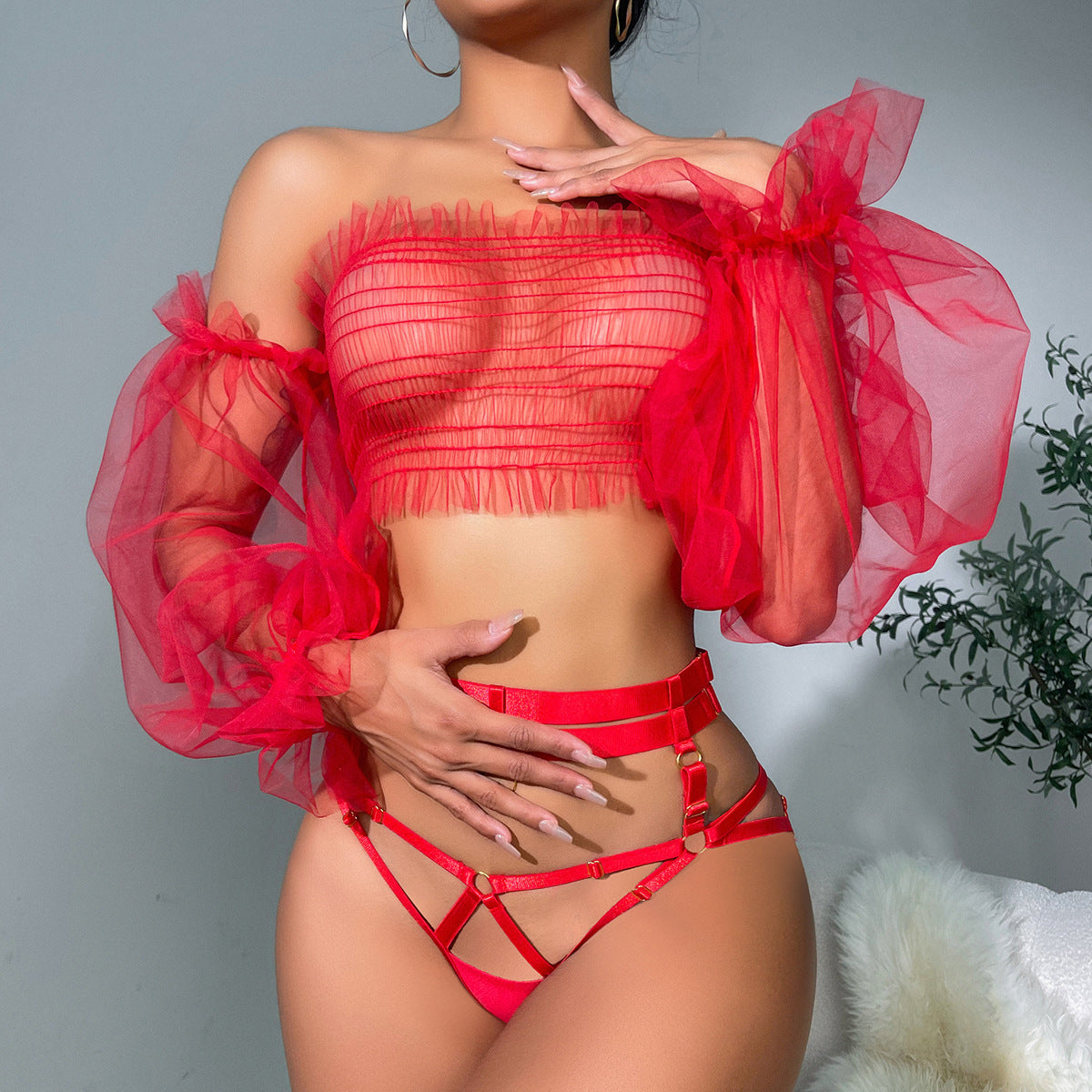 Sexy Lingerie Set Sexy Sheer Mesh Lace Seduction Uniform